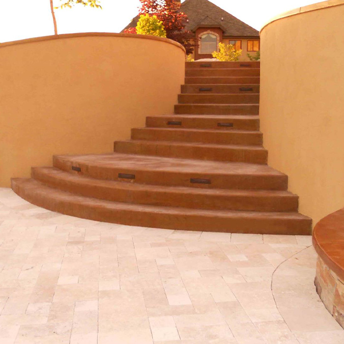 Retaining wall and stairs